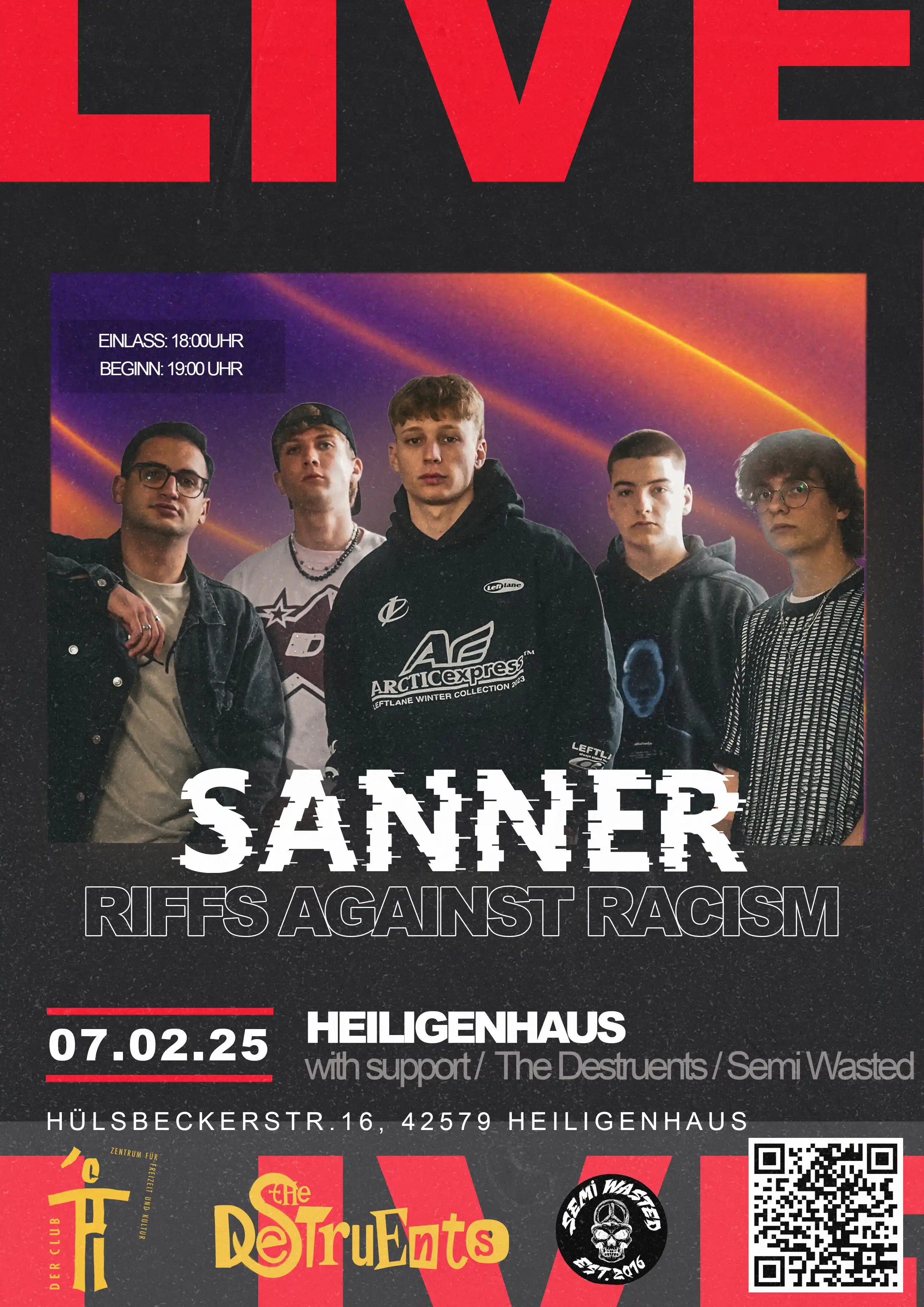 Sanner Heiligenhaus Riffs Against Racism Plakat